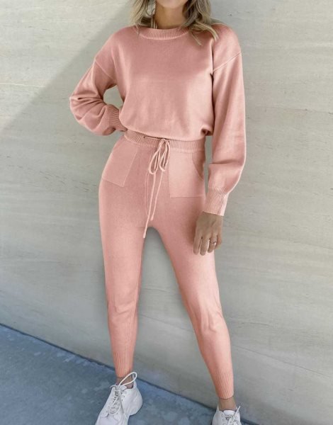 Women's Two Piece Outfits Sweater Sets Pullover and Drawstring Pants Lounge Sets