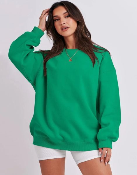 Oversized Sweatshirt for Women Fleece Long Sleeve Crewneck Casual Pullover Top Fall 2023 Trendy Clothes