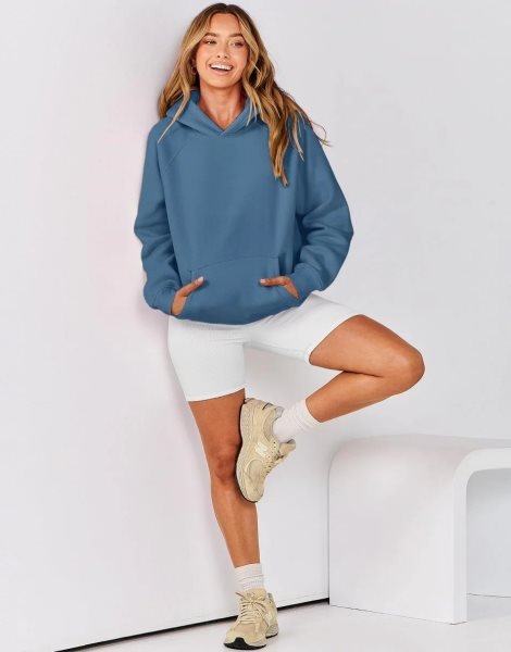 Women Hoodies Fleece Oversized Sweatshirt Drop Shoulder Long Sleeve Athletic Workout Pullover Y2K Clothes