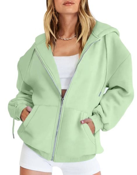 Women's Oversized Zip Up Hoodies Sweatshirts Y2K Clothes Teen Girl Fall Casual Drawstring Jackets with Pockets