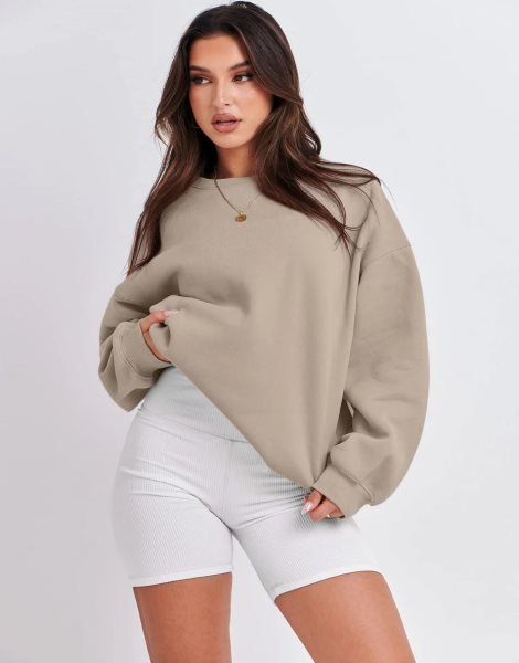 Oversized Sweatshirt for Women Fleece Long Sleeve Crewneck Casual Pullover Top Fall 2023 Trendy Clothes