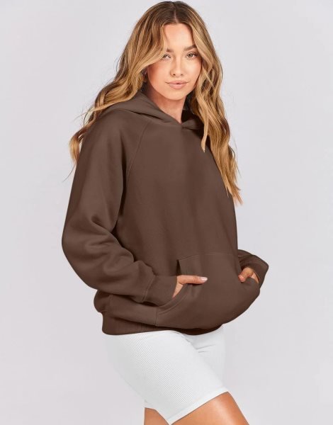 Women Hoodies Fleece Oversized Sweatshirt Drop Shoulder Long Sleeve Athletic Workout Pullover Y2K Clothes