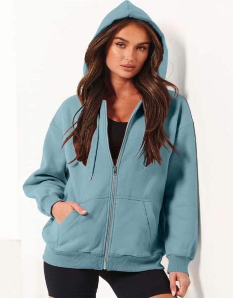 Women's Oversized Zip Up Hoodies Sweatshirts Y2K Clothes Teen Girl Fall Casual Drawstring Jackets with Pockets