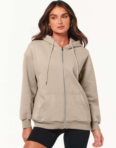 Women's Oversized Zip Up Hoodies Sweatshirts Y2K Clothes Teen Girl Fall Casual Drawstring Jackets with Pockets