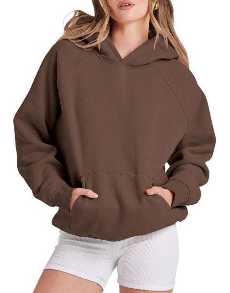 Women Hoodies Fleece Oversized Sweatshirt Drop Shoulder Long Sleeve Athletic Workout Pullover Y2K Clothes
