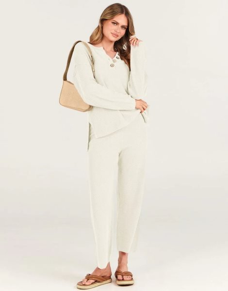 Women 2 Piece Outfits Oversized Knit Loungewear Loose Slouchy Sweater Set 2023 Fall Trendy Matching Lounge Sets