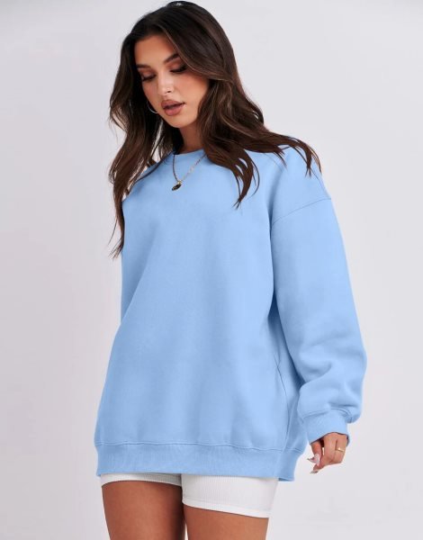 Oversized Sweatshirt for Women Fleece Long Sleeve Crewneck Casual Pullover Top Fall 2023 Trendy Clothes