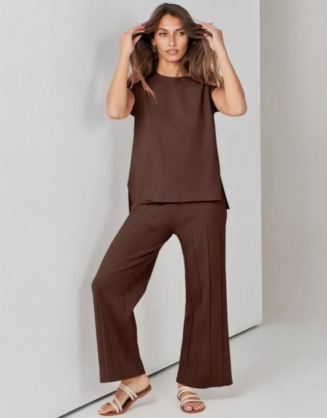 Two Piece Outfits for Women Summer Sweater Sets Knit Pullover Tops Elastic Waisted Pants Lounge Sets Tracksuit