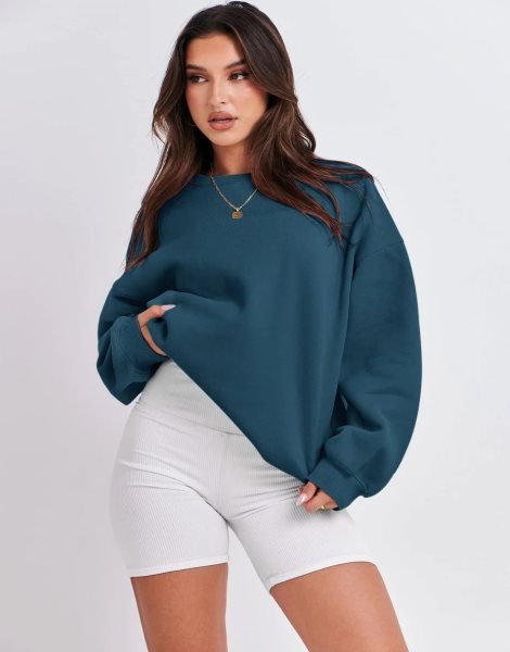 Oversized Sweatshirt for Women Fleece Long Sleeve Crewneck Casual Pullover Top Fall 2023 Trendy Clothes