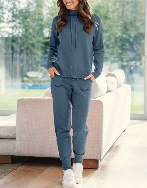 Women's Two Piece Outfits Long Sleeve Turtleneck Pullover Top & Drawstring Pants Sweatsuit Lounge Set