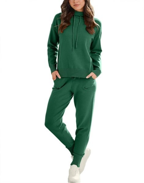 Women's Two Piece Outfits Long Sleeve Turtleneck Pullover Top & Drawstring Pants Sweatsuit Lounge Set