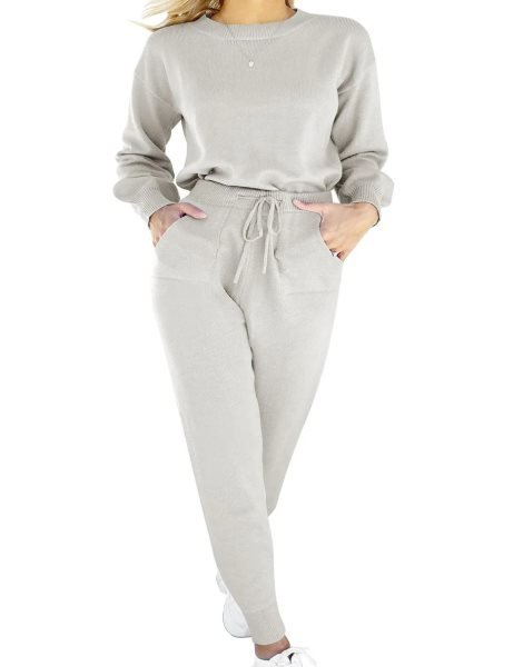 Women's Two Piece Outfits Sweater Sets Pullover and Drawstring Pants Lounge Sets