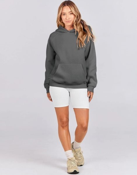 Women Hoodies Fleece Oversized Sweatshirt Drop Shoulder Long Sleeve Athletic Workout Pullover Y2K Clothes