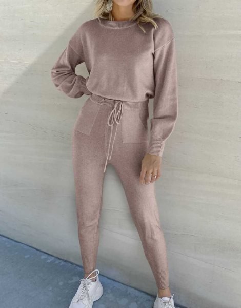 Women's Two Piece Outfits Sweater Sets Pullover and Drawstring Pants Lounge Sets