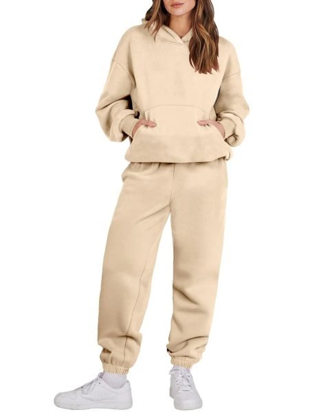 Women 2 Piece Outfits Hoodie Sweatshirt Tracksuit & Oversized Jogger Sweatpants Y2K Sweatsuit Set
