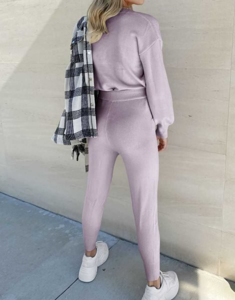 Women's Two Piece Outfits Sweater Sets Pullover and Drawstring Pants Lounge Sets