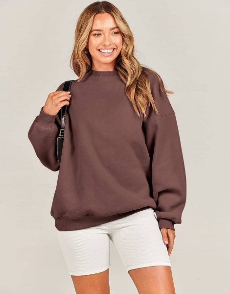 Oversized Sweatshirt for Women Fleece Long Sleeve Crewneck Casual Pullover Top Fall 2023 Trendy Clothes