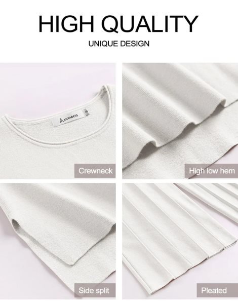 Two Piece Outfits for Women Summer Sweater Sets Knit Pullover Tops Elastic Waisted Pants Lounge Sets Tracksuit