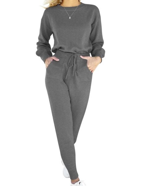 Women's Two Piece Outfits Sweater Sets Pullover and Drawstring Pants Lounge Sets
