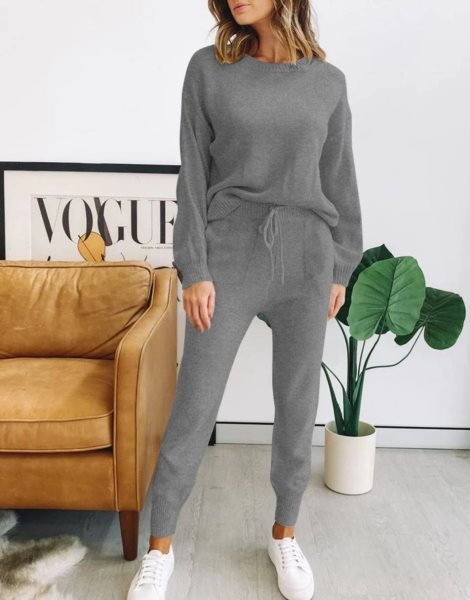 Women's Two Piece Outfits Sweater Sets Pullover and Drawstring Pants Lounge Sets