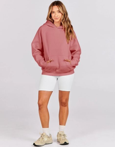 Women Hoodies Fleece Oversized Sweatshirt Drop Shoulder Long Sleeve Athletic Workout Pullover Y2K Clothes