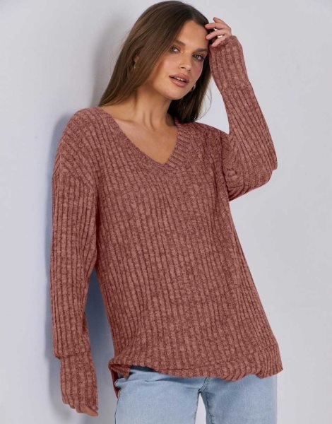Long Sleeve Shirts for Women V Neck Casual Fall Tops Loose Fit Lightweight Sweaters Tunic Fashion 2024 Clothes