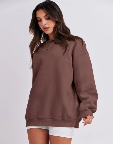 Oversized Sweatshirt for Women Fleece Long Sleeve Crewneck Casual Pullover Top Fall 2023 Trendy Clothes