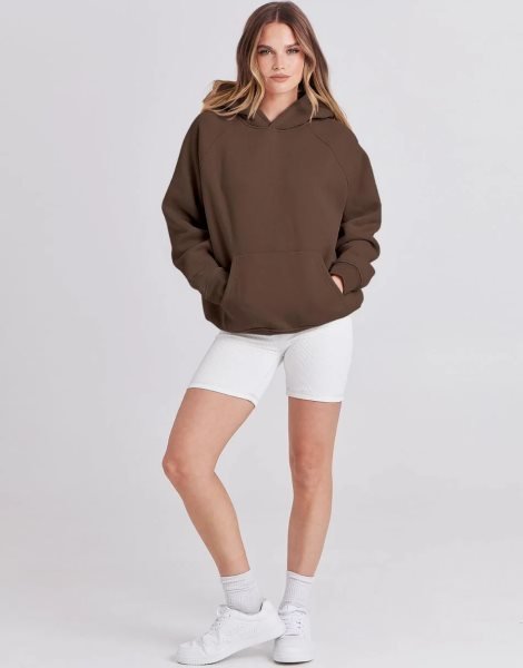Women Hoodies Fleece Oversized Sweatshirt Drop Shoulder Long Sleeve Athletic Workout Pullover Y2K Clothes