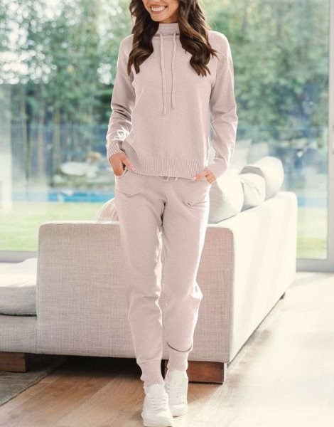 Women's Two Piece Outfits Long Sleeve Turtleneck Pullover Top & Drawstring Pants Sweatsuit Lounge Set