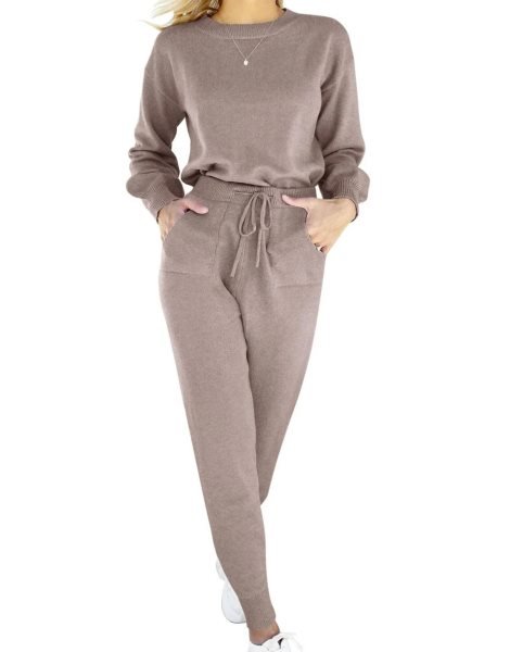 Women's Two Piece Outfits Sweater Sets Pullover and Drawstring Pants Lounge Sets