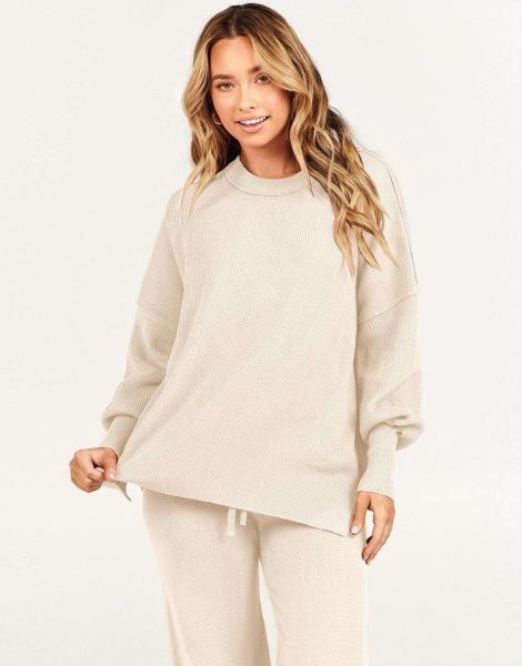 Women 2 Piece Outfits Sweatsuit Oversized Sweater Set & Wide Leg Pants Fall Chunky Lounge Set