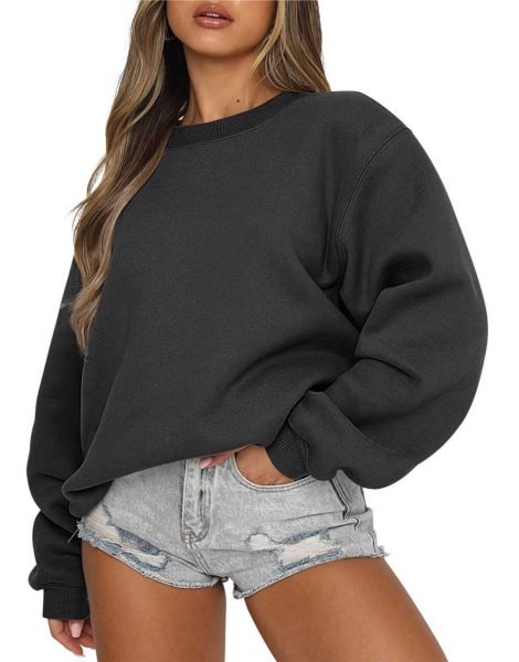 Women's Long Sleeve Sweatshirt Casual Crewneck Loose Fit Pullover Hoodie Fleece Fall Tops