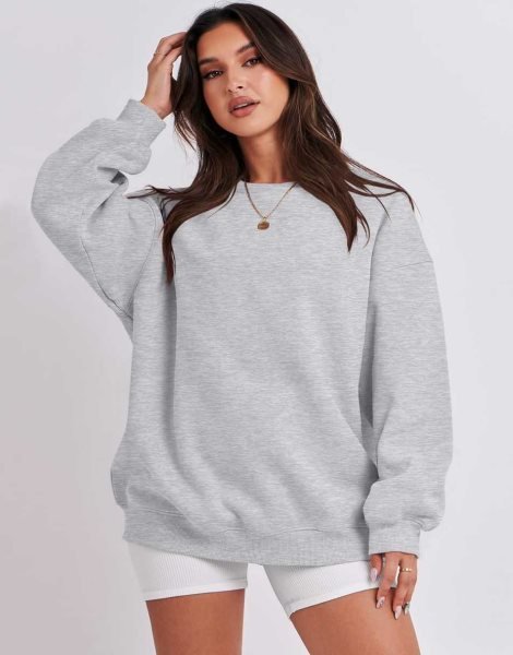 Oversized Sweatshirt for Women Fleece Long Sleeve Crewneck Casual Pullover Top Fall 2023 Trendy Clothes