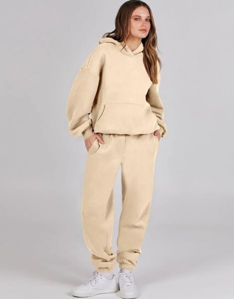 Women 2 Piece Outfits Hoodie Sweatshirt Tracksuit & Oversized Jogger Sweatpants Y2K Sweatsuit Set