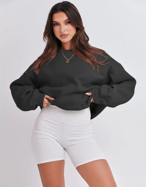 Women's Long Sleeve Sweatshirt Casual Crewneck Loose Fit Pullover Hoodie Fleece Fall Tops