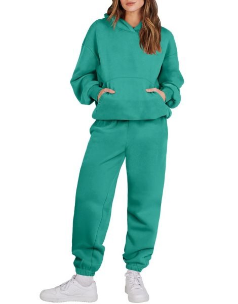 Women 2 Piece Outfits Hoodie Sweatshirt Tracksuit & Oversized Jogger Sweatpants Y2K Sweatsuit Set