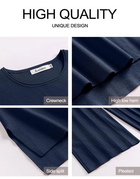 Two Piece Outfits for Women Summer Sweater Sets Knit Pullover Tops Elastic Waisted Pants Lounge Sets Tracksuit