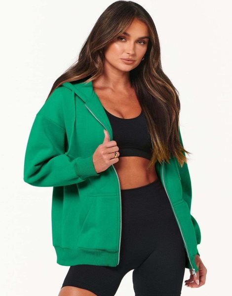 Women's Oversized Zip Up Hoodies Sweatshirts Y2K Clothes Teen Girl Fall Casual Drawstring Jackets with Pockets