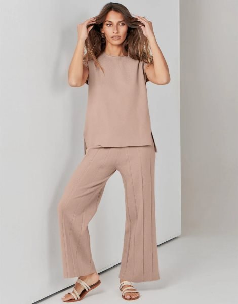 Two Piece Outfits for Women Summer Sweater Sets Knit Pullover Tops Elastic Waisted Pants Lounge Sets Tracksuit