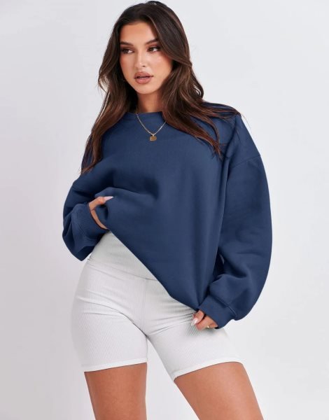 Oversized Sweatshirt for Women Fleece Long Sleeve Crewneck Casual Pullover Top Fall 2023 Trendy Clothes