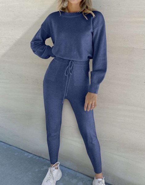 Women's Two Piece Outfits Sweater Sets Pullover and Drawstring Pants Lounge Sets