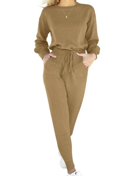 Women's Two Piece Outfits Sweater Sets Pullover and Drawstring Pants Lounge Sets