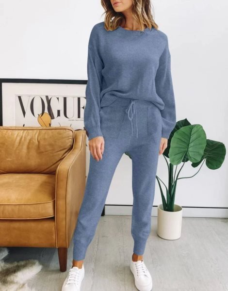 Women's Two Piece Outfits Sweater Sets Pullover and Drawstring Pants Lounge Sets