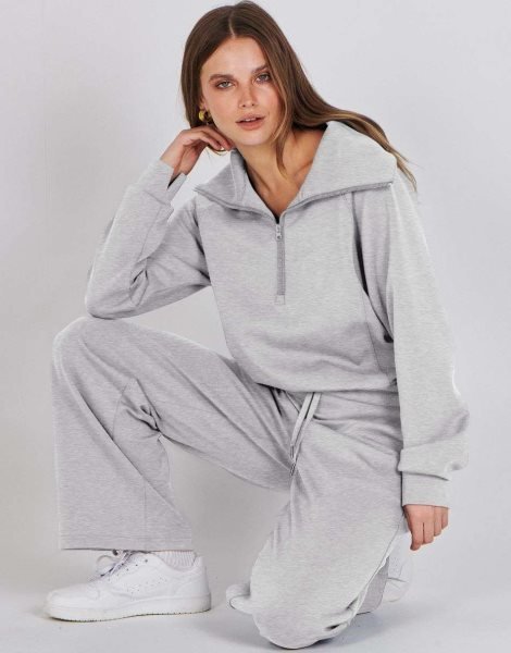 Women 2 Piece Outfits Sweatsuit Set 2023 Fall Oversized Half Zip Sweatshirt Wide Leg Sweatpant Lounge Set Tracksuit