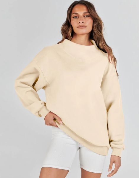 Womens Oversized Sweatshirts Turtleneck Pullover Long Sleeve Hoodies Tops Fall Outfits 2023 Clothes