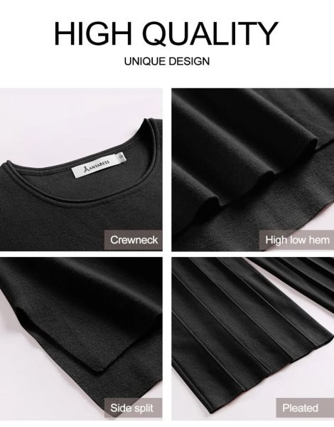 Two Piece Outfits for Women Summer Sweater Sets Knit Pullover Tops Elastic Waisted Pants Lounge Sets Tracksuit