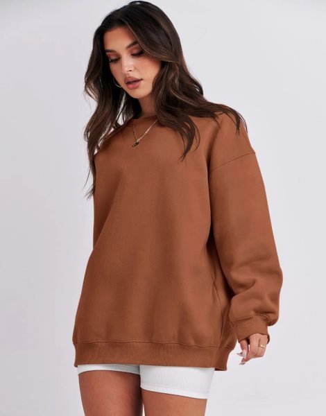 Oversized Sweatshirt for Women Fleece Long Sleeve Crewneck Casual Pullover Top Fall 2023 Trendy Clothes