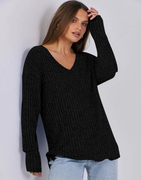 Long Sleeve Shirts for Women V Neck Casual Fall Tops Loose Fit Lightweight Sweaters Tunic Fashion 2024 Clothes