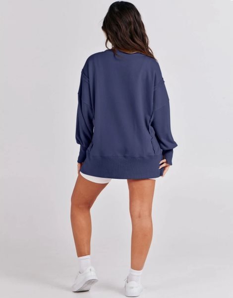 Women's Oversized Sweatshirt Crew Neck Long Sleeve Casual Slit Sloucthy Pullover Top Fall Clothes