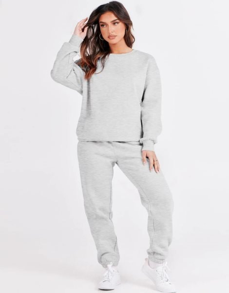 Women's Two Piece Outfits Long Sleeve Crewneck Sweatsuit with Jogger Pants Lounge Sets with Pockets